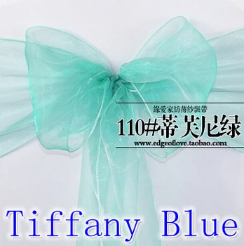 

Tiffany color Organza sash chair sash crystal sash wedding party hotel show decoration shimmer shiny bow tie chair band