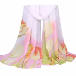 Woweile #4023 для женщин дамы большой цветочный узор шифоновый шарф с принтом теплый обёрточная бумага шаль