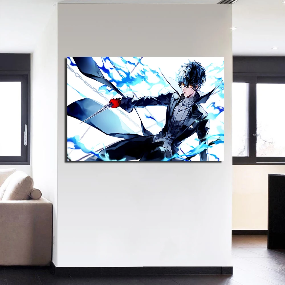 Persona 5 Джокер анимационный постер Холст Картина без рамки настенные
