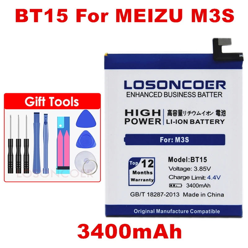 

LOSONCOER 3400mAh BT15 Battery for MEIZU M3S Batteries BT68 M3S mini Battery