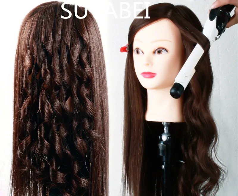 Светильник из коричневых натуральных волос манекен голова волосы практика голова куклы манекен с волосами
