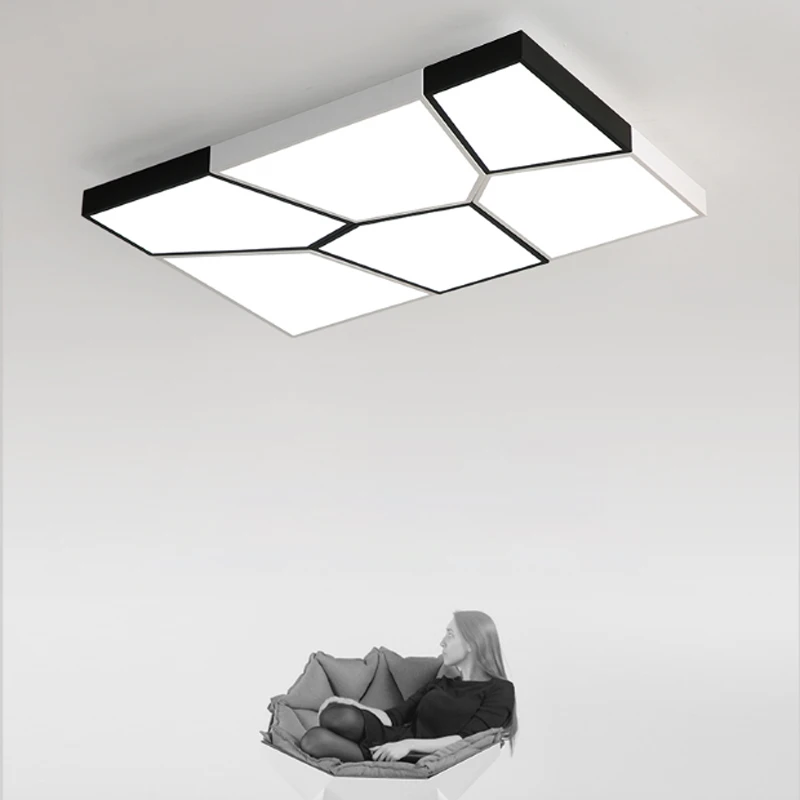 

Modern minimalist LED ceiling lamp creative geometric black / white ceiling lamp dimmable Nordic bedroom decorative lighting