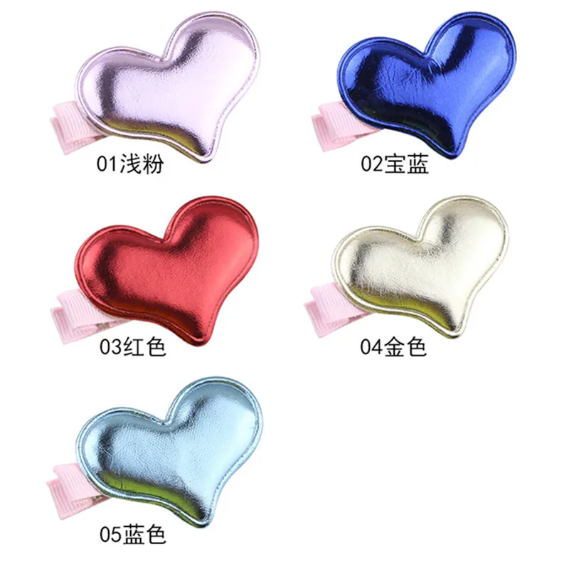 Heart shaped Smooth surface Solid Hair Bow Cute Boutique Hairpins Barrettes Hair Accessory Girl (11)