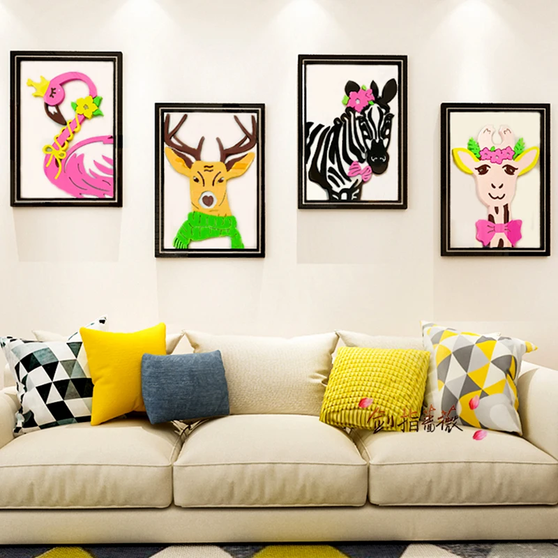 

Flamingo ins girl room acrylic self-adhesive wall sticker Sofa TV background wall 3d porch decorative painting DIY stickers