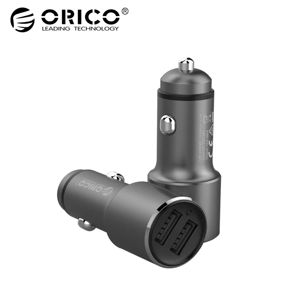 

ORICO Mini Car USB Charger Dual USB Car Charger for Mobile Phone Tablet GPS Dual Charging Ports Adapter for iPhone 8 plus