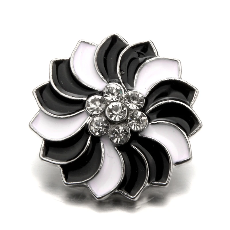 XH8051 кристалл 18 мм Цветок металлическая кнопка подходит оснастки ювелирных изделий DIY - Окраска металла: Metal snap button01
