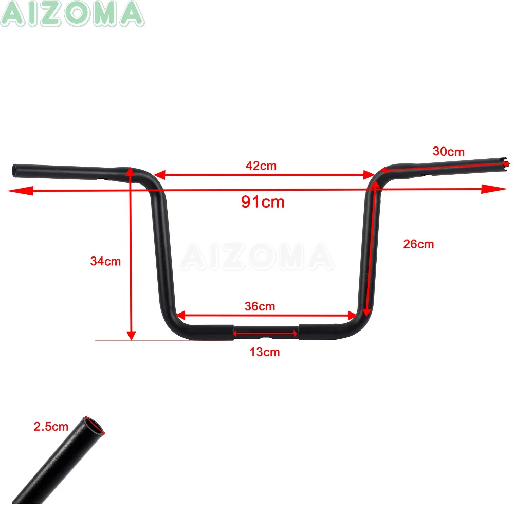 12 ''Rise мотоцикл 1-1/4'' Ape вешалка руль для Harley Chopper Sportster Dyna Bobber Softail Custom 16,5 ''широкая стойка руля