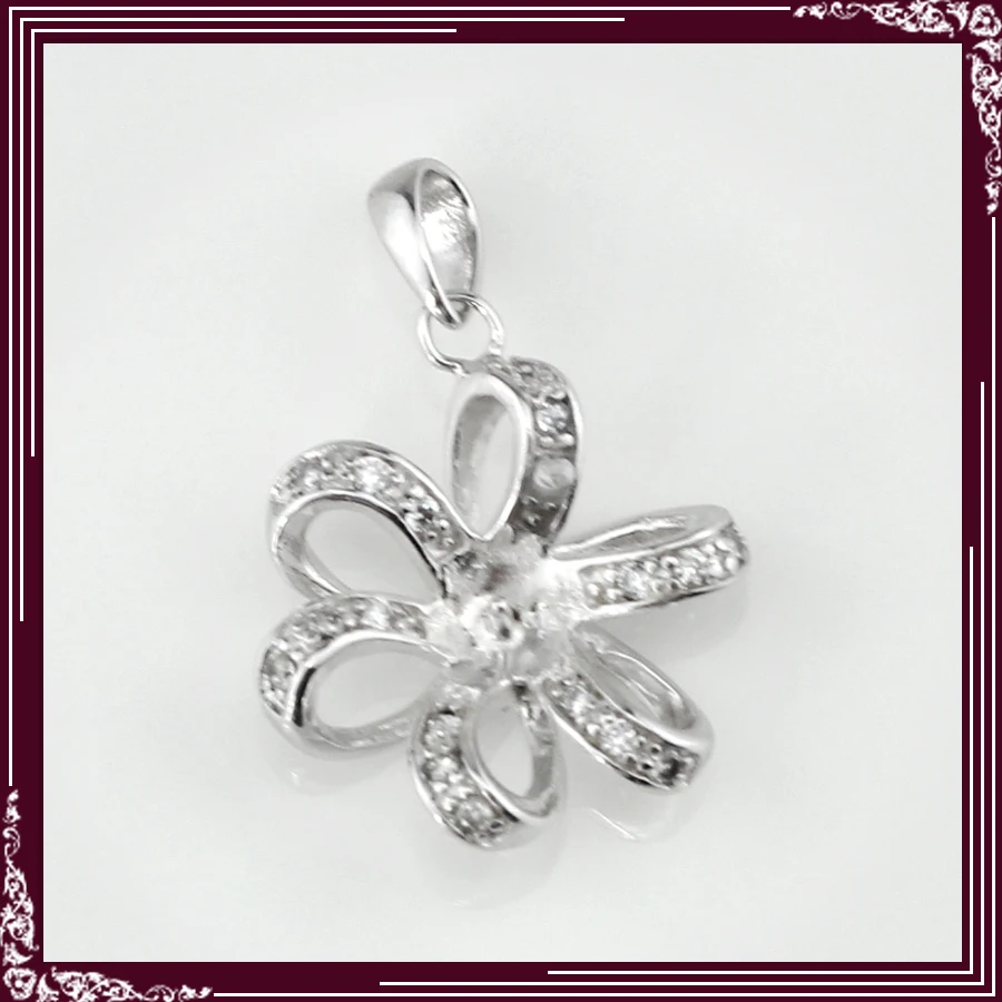 

Genuine Flower Shape 925 Sterling Silver Jewelry Pendant Fittings for girls 5pcs