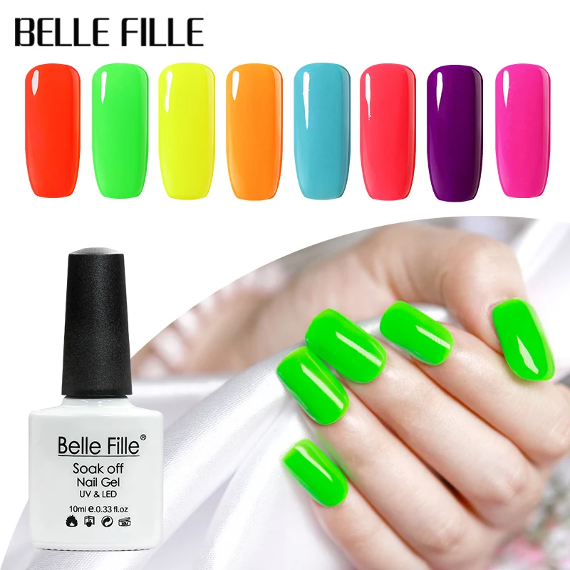 Belle Fille Neon цвета серии 2 шт./лот 10 мл УФ гель для ногтей Soak Off Гель Дизайн лак Vernis Esmalte