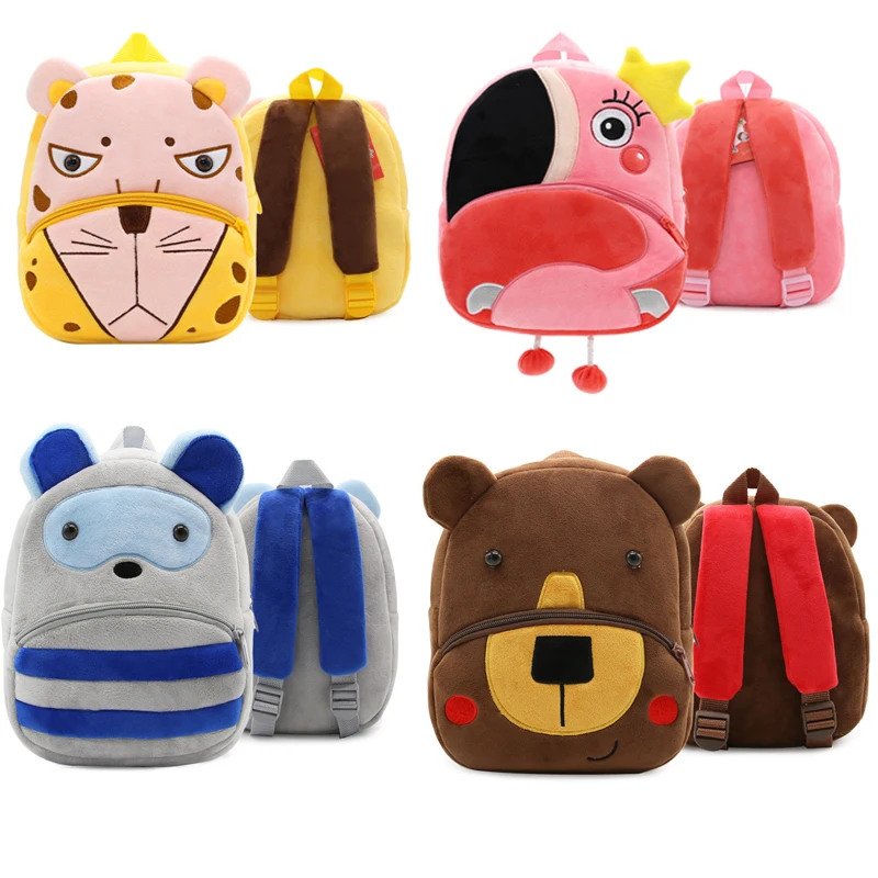 

Kids Plush Backpack Cute Flamingo Cat Lepoard Cartoon Kindergarten Schoolbag Baby Animal Cat Plush Bags Toy for Children Gift