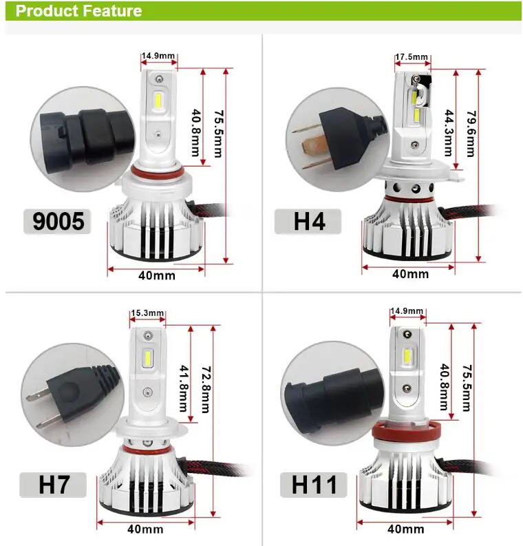 1 комплект PSX24W F2 Автомобильный светодиодный фонарь H1 H7 H8 H9 H11 9005 9006 9012 72 Вт 12000LM CSP