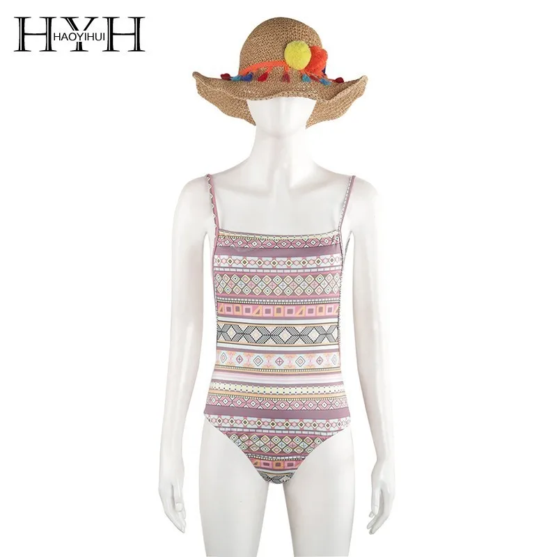 HYH Haoyihui 2019 пляжный сексуальный открытый сзади модный геометрический принт тонкий