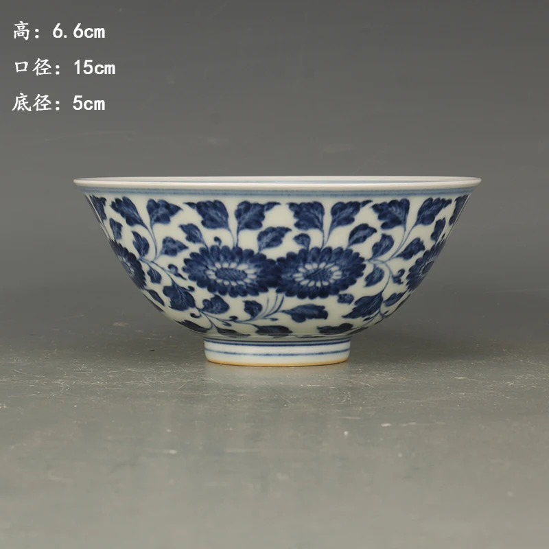 

Antique MingDynasty porcelain bowl,Blue & white flower bowl,Hand-painted crafts,Decoration,Collection&Adornment,Free Shipping