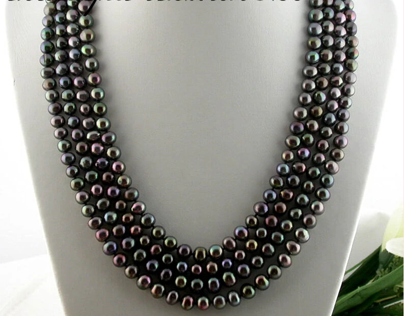 

>@@@@@ A z1638 Long 100" 9mm black round freshwater pearl necklace a -Top quality free shipping