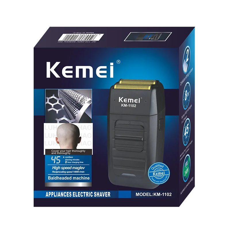 Kemei KM-1102 электробритва для мужчин с двумя лезвиями, возвратно-поступательная Бритва для бороды, многофункциональная Бритва для ухода за лицом