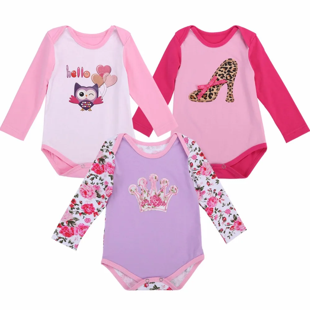 3 pcs/lot 1 Year Birthday Newborn Baby Clothes Girl Body Infantil