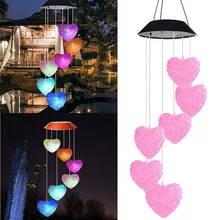 Солнечный ветряной светильник с музыкой светодиодный садовый подвесной Спиннер лампа изменение цвета в форме сердца колокольчик 7,9