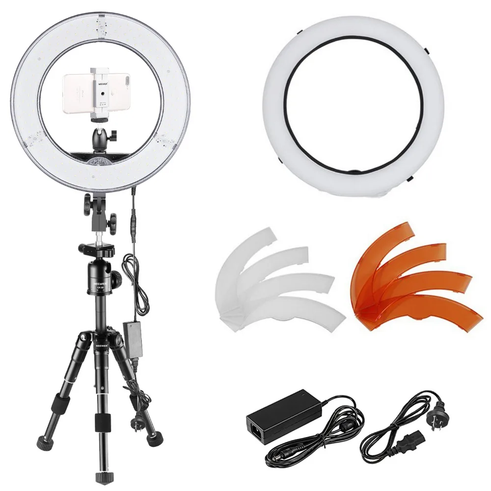 

Neewer 14-inch Outer Dimmable SMD LED Ring Light and Tabletop Tripod Stand Kit with Diffuser, Phone Holder, Filters