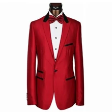 Изготовленная на заказ красная куртка-смокинг, на заказ красная Черная куртка-смокинг+ черный воротник и карман+ черные брюки