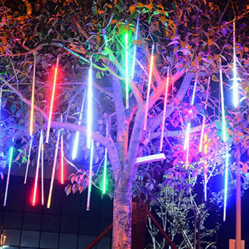 

30cm 50cm 80cm Waterproof Meteor Shower Rain Tubes Led Light Lamp12v Eu Plug Christmas Light Wedding Garden Decoration Xmas