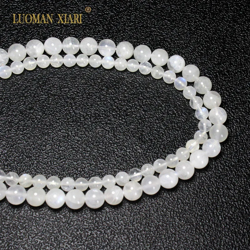 Luoman xiari AAA+ качественный Натуральный Белый Лунный камень Бусины Из лабрадорштейна для самостоятельного изготовления ювелирных изделий материал 6/8 мм нить 15''