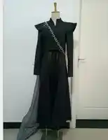 Game of Thrones Season 7 Cosplay Daenerys Targaryen Costume Fancy Dress Black Outfit With Cloak Halloween Carnival 2 Set S-2XL