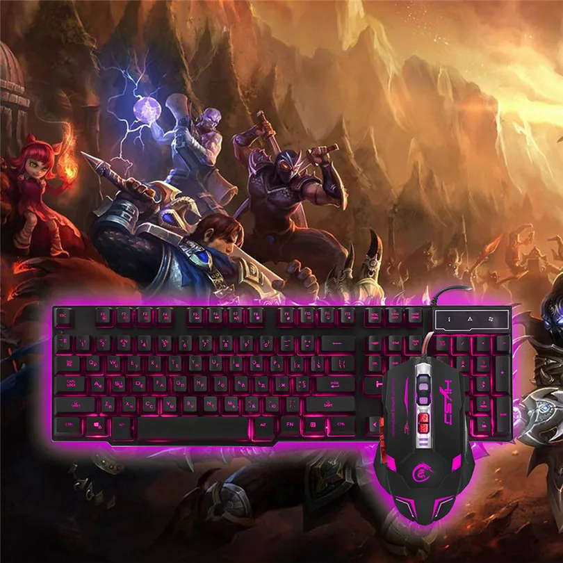 

USB Wired Backlight Gaming Keyboard+Wired Gaming Mouse Russian-English bilingual design A30