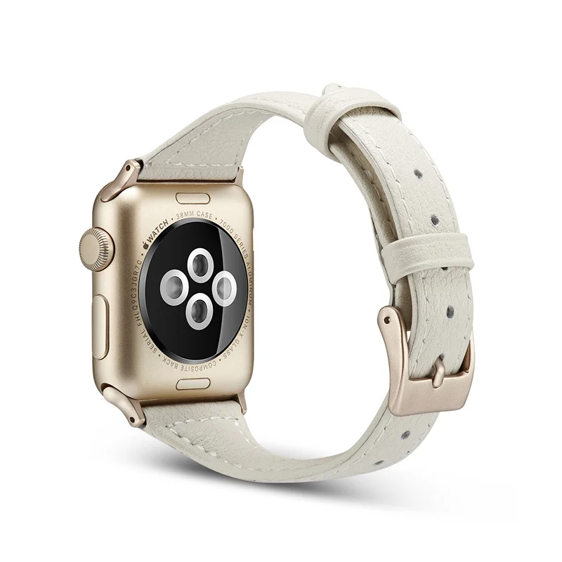 ASHEI тонкий ремешок из натуральной кожи для apple watch серии 5 44 мм ремешок 40 мм браслет для apple watch iWatch 42 мм 38 мм полосы - Цвет ремешка: White