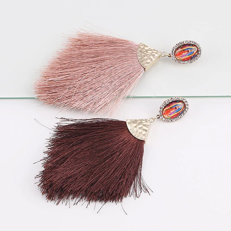 Colorful Beads Tassel Fringe Earrings Long Drop Earrings for Women Lady Party Big Statement Earrings Party Jewelry Gift (4)