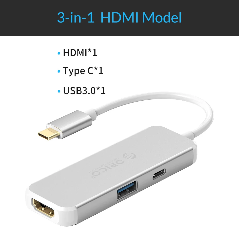 ORICO usb-хаб USB C до 3,0 концентратор HDMI VGA адаптер алюминиевый сплав USB разветвитель для MacBook samsung Galaxy S10 huawei mate 20 Pro - Цвет: XD-314-SV