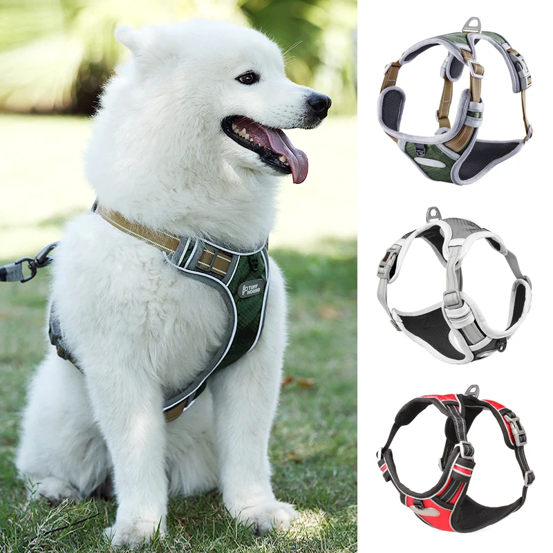 

Reflective Pet Dog Harness For Medium Large Dogs Adjustable Vest Padded Dog Harnesses Nylon Pets Walking Training Safety Lead