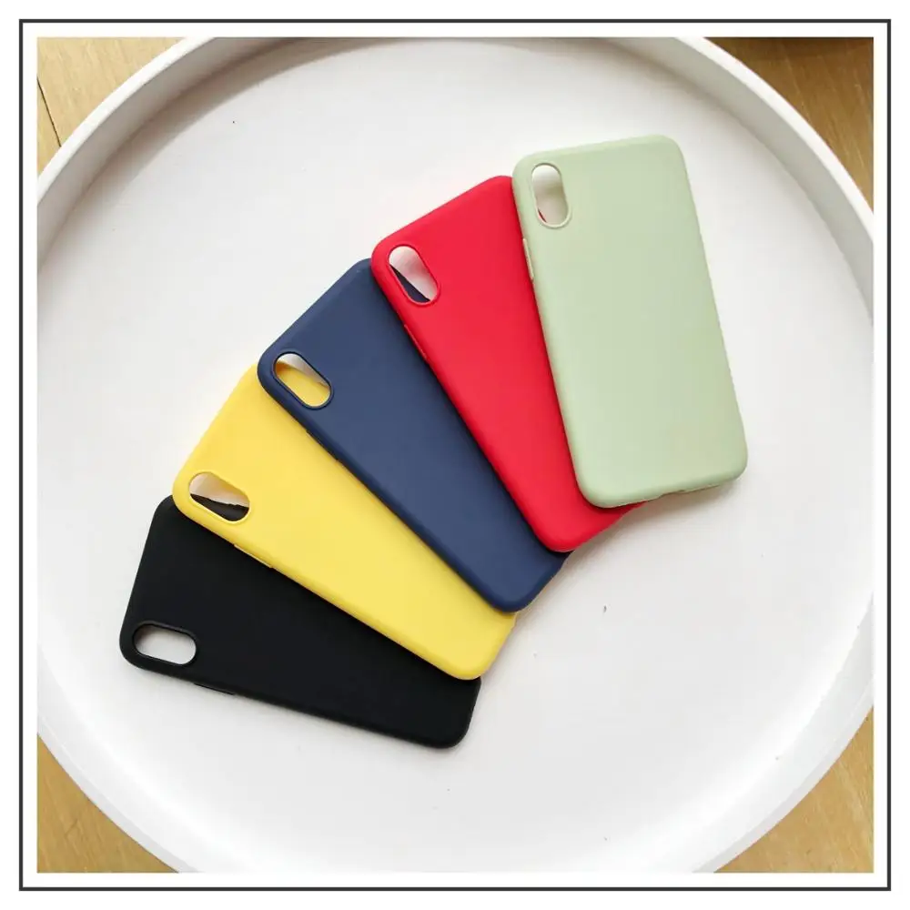 

Phone Case For iPhone 7 6 6s 8 X Plus 5 5s SE XR XS Max Simple Solid Color Ultrathin Soft TPU Case Candy Color Back Cover