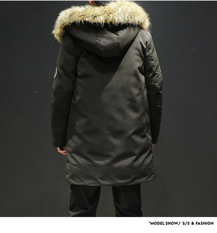 Мужские зимние длинные пуховики с капюшоном, повседневные зимние пальто ...