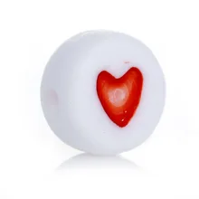 Doreen Box 500 шт белый и красный любовь сердце акриловый плоский круглый бисер 7 мм(2/") Диаметр. Для самостоятельного изготовления ювелирных изделий Аксессуары фурнитура