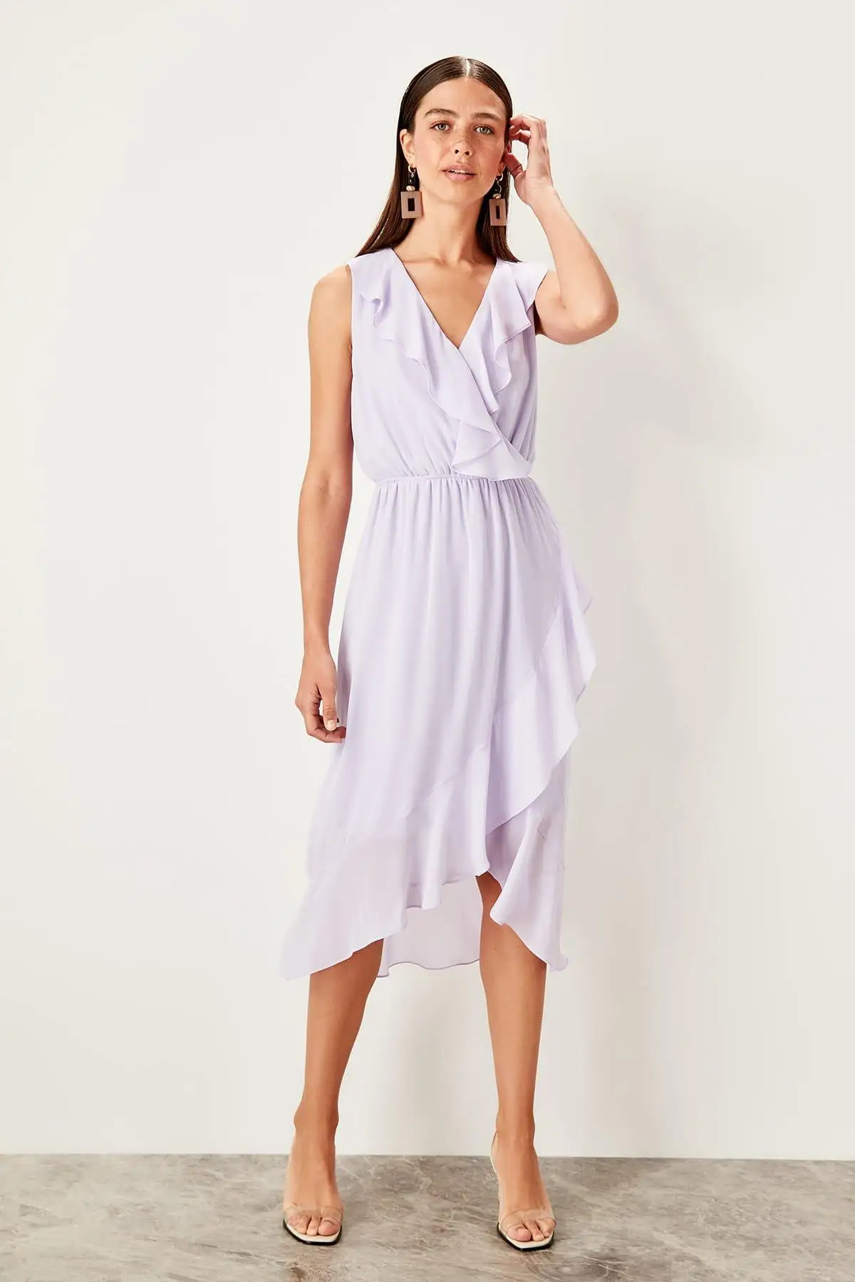Trendyol Сиреневое платье с оборками TWOSS19LJ0359|Платья| |