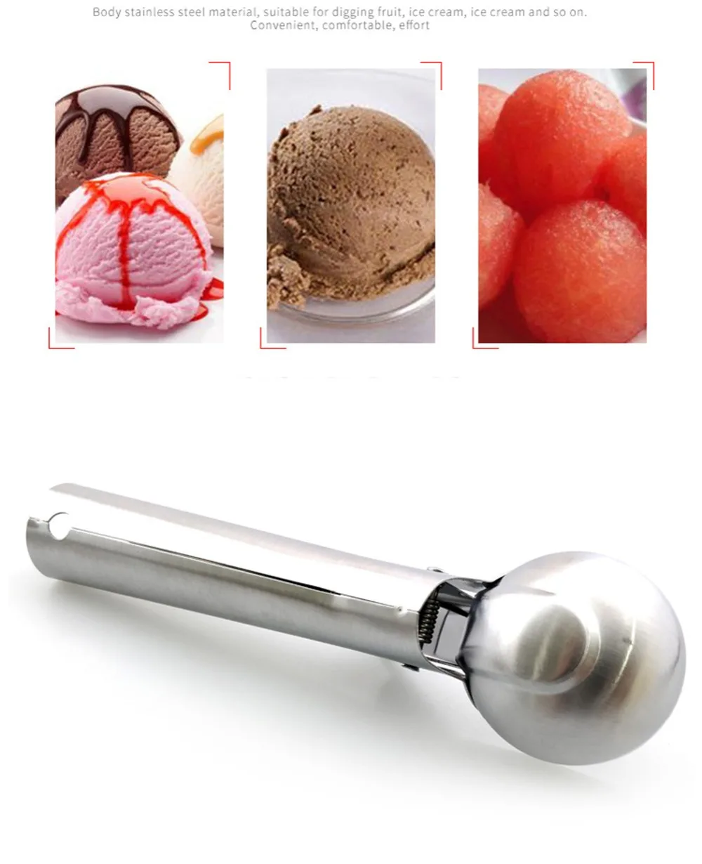 Ice Cream Scoops Stacks Stainless Steel Digger Fruit Non-Stick Spoon Kitchen Tools For Home Cake - Image 3