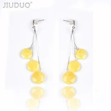 New butter yellow honey wax female 925 sterling silver allergy amber earrings fashion wild mail Genuine luxury JIUDUO jewelry цена New butter yellow honey wax female 925 sterling silver allergy amber earrings fashion wild mail Genuine luxury JIUDUO jewelry цены онлайн