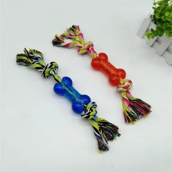 

3 Styles Pet Dog Cotton Rope Chew Tooth Toy Knot Bone Shape Pets Teeth Cleaning Toys for Small Medium Large Dogs Color Random