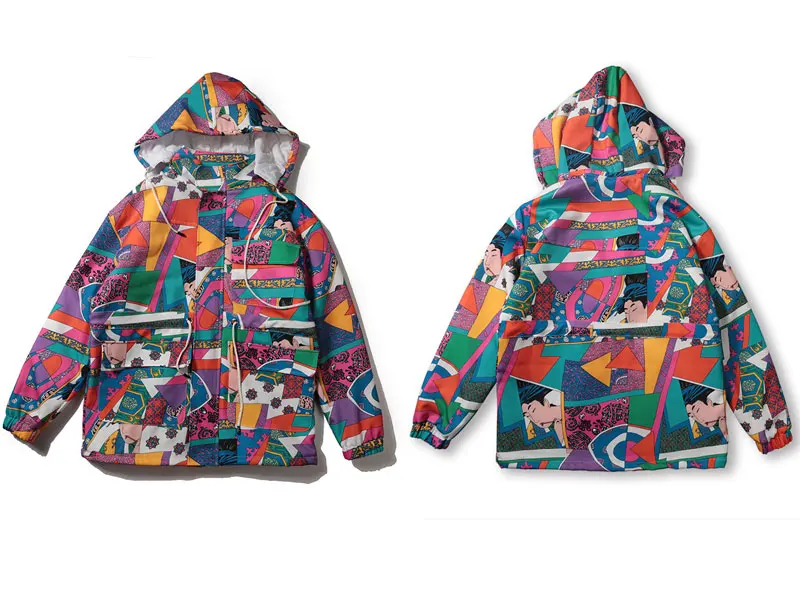 Japanese Ukiyo E Style Color Block Patchwork Jacket 3