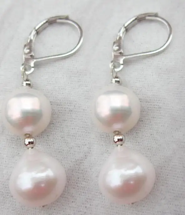 

Free shipping 2017 new 9.5-12MM AAA PERFECT south sea white pearl earrings hook 925silver