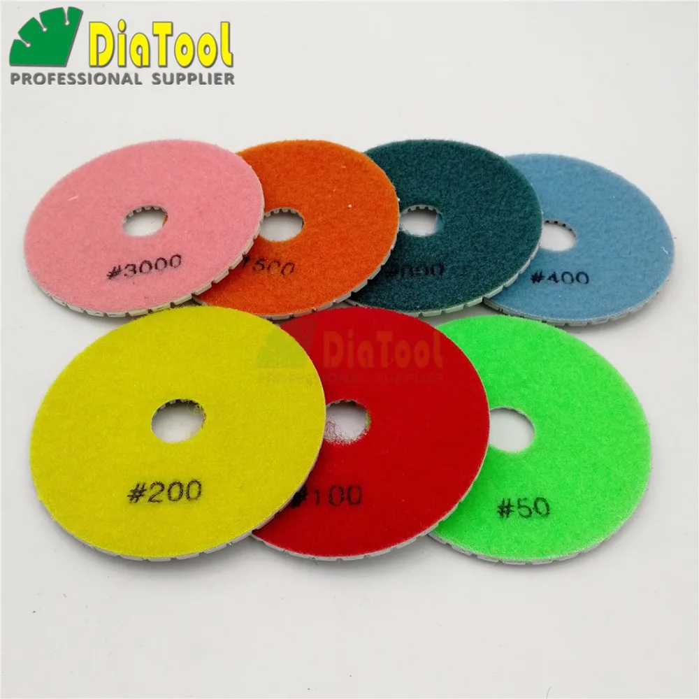 7pcs/set Diamond Flexible polishing pads for stone, ceramic, tile, white bond no color fade