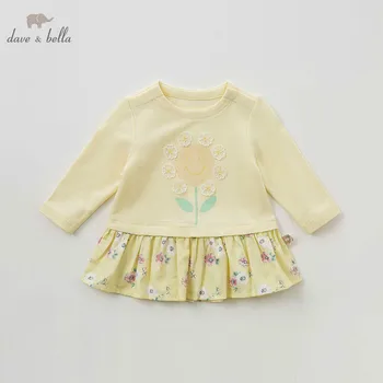 

DBZ10111 dave bella baby girls dress Long sleeve spring dresses kids girls dress children birthday party boutique dress