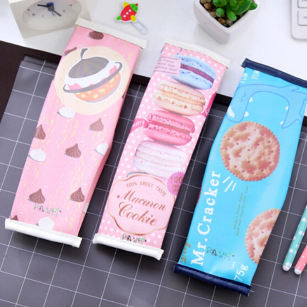 3 Styles Cute PU Leather pen bag office school supplies zakka  Korean Creative Cracker Pencil Case  Kawaii Stationery pouch