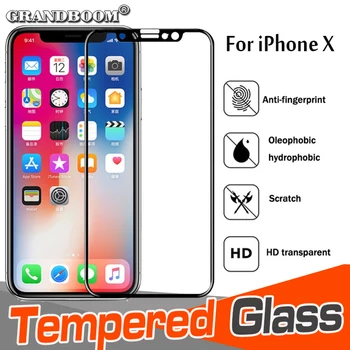 

50pcs Printing Full Cover Hard Edge Tempered Glass For iPhone 11 Pro Max XS XR X 8 7 6 6S Plus Screen Protector Gurad Film
