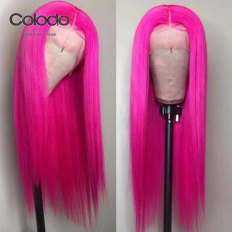 

COLODO Remy Hair Pink Brazilian Human Hair Wig Blonde 613 Lace Front Wigs For Black Women Preplucked Colored Straight Wig