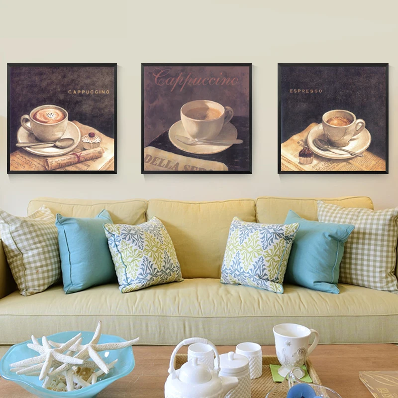 Retro Coffee Canvas Art Print Painting Poster, Cafe Picture for Wall Decor, Cafe Wall Print