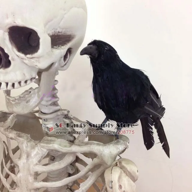 simulation black crow animal home decorations magic show cosplay photography props easter bar halloween decoration free shipping