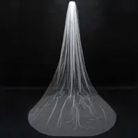 3 Meters Cathedral Wedding Veil With Comb Soft Tulle Cut Edge Veu De Noiva In Stock