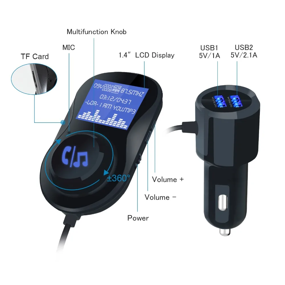 FM передатчик Bluetooth модулятор 2 порта Быстрая зарядка 3 0 зарядное устройство