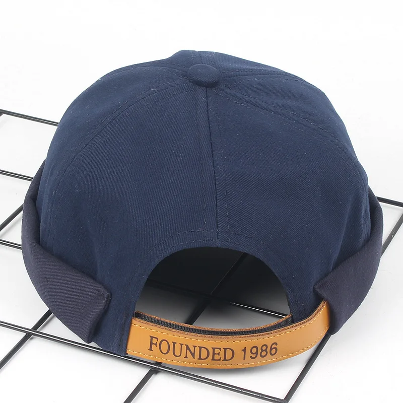 Новинка года; однотонная шапка помещика из чистого хлопка для мужчин и женщин; уличная трендовая вентиляция; Skullcap; Лидер продаж; берет с надписью - Цвет: navy blue